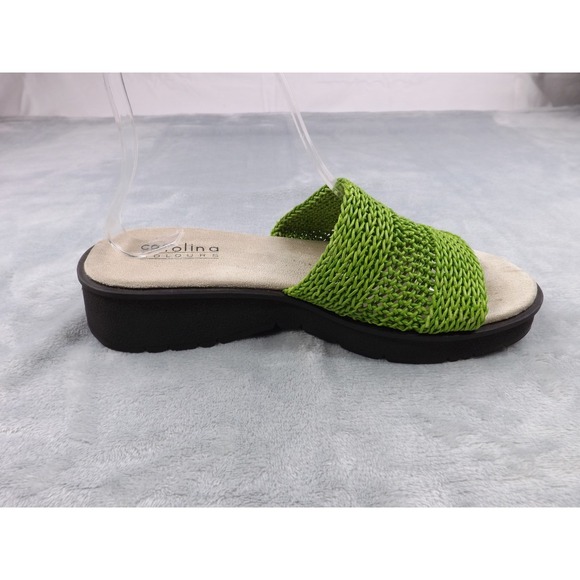 Carolina Colours‎ Sandals Women's Sz 8M Green Slip On Wedge Stretchy Woven Top - Picture 7 of 16